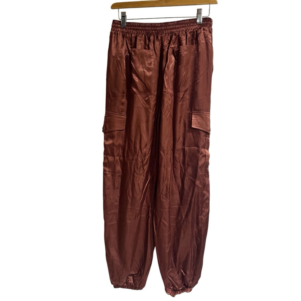Nation Los Angels Women Medium Rust Copper Satin Cargo Jogger - Picture 2 of 5